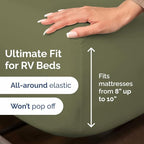 RV Short Queen Sheet Set 60 X 75 - 4 Piece RV Short Queen Bed Sheets - Soft, Breathable & Cooling - Designed for Bunks, Trailers & Campers - Fits 8” to 12" Mattress - Hotel Luxury Bedding - Sage Green