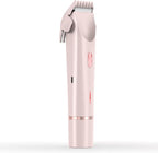 Bikini Trimmer for Women 2 in 1 Dual Head - IPX7 Waterproof Painless Electric Razors for Beauty, Pubic Hair, Face, Legs & Underarms– Portable Cordless Shaver with Fast Charging, Easy Cleaning (Pink)