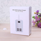 6 Ports USB Charger Hub Desktop US Plug AC Power Wall Travel Charging Adapter Slots Charging Station