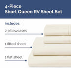 RV Short Queen Sheet Set 60 X 75 - 4 Piece RV Short Queen Bed Sheets - Soft, Breathable & Cooling - Designed for Bunks, Trailers & Campers - Fits 8” to 12" Mattress - Hotel Luxury Bedding - Off White