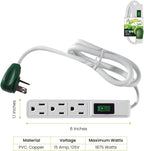 GoGreen Power Inc. (G-13002MS-2) 3 Outlet Power Strip, 2.5FT Cord, White, 2 Pack