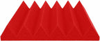 Foam Factory Inc 24 Pack Color Acoustic Foam Panel Studio Soundproofing Wedge Wall Tiles 12” X 12” X 2” (Red)