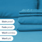 Full XL Bed Sheet Set - 4 Piece Extra Long Extended Full XL Sheets - Soft, Breathable & Cooling - Fits 8" to 16" Mattress w/ Deep Pockets - 54" x 80" - Easy-Fit, Wrinkle & Fade Resistant - Denim Blue