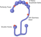 Shower Curtain Hooks, Goowin Shower Curtain Rings, Stainless Steel Shower Curtain Hooks Rust Proof Free Sliding Double Shower Hooks for Curtain, Shower Curtains & Liners (Purple)