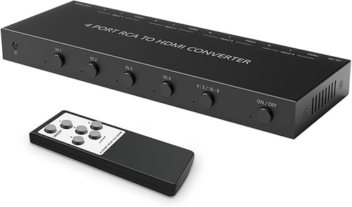 4 AV to HDMI RCA to HDMI Converter 1080P/720P 4 Way RCA Composite CVBS AV Switch to HDMI Converter Adapter Support 4:3/16:9 Switching For Sega Xbox PS1 PS2 PS3 N64 NGC SNES WII VHS VCR Camera DVD