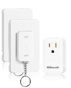 Remote Control Outlet with Two Switches, WILAWELS Wireless Light Switch with Magnetic Base, On Off Remote Outlet Switch, 100ft RF Range, 15A/1875W, Pre-Programmed, FCC Listed W10RC2106