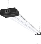 hykolity 1 Pack 4FT Linkable LED Shop Light for Garage, 6500lm, 4FT 60W Utility Light Fixture, 5000K Daylight LED Workbench Light with Plug, Hanging or Surface Mount, Black - ETL