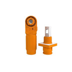 300A Battery Energy Storage Connector, 95mm² High Current Connectors IP67 Waterproof Copper Plate Wiring Power Adapter Quick Plug Terminal Right Angle Plug and Socket (1500V Black+Orange)