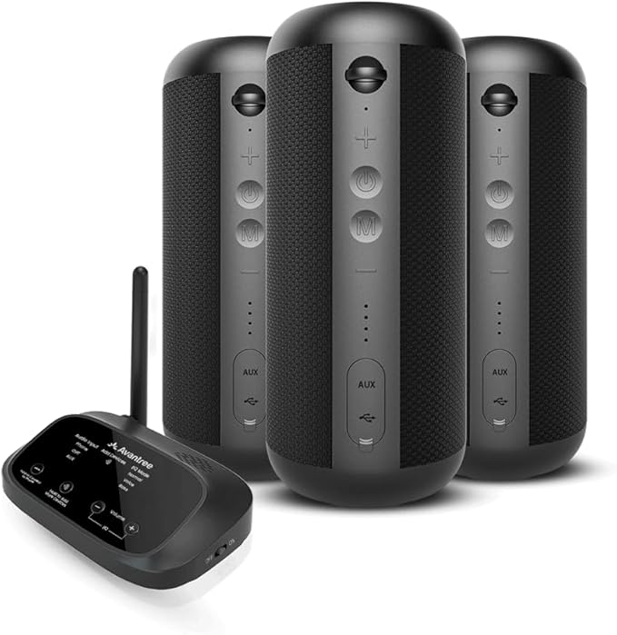 Avantree Harmony 2 – Multi-Room Wireless Speaker System with Bluetooth & Wired Inputs, Easy Setup, Expandable, 30ms Low-Latency Sync for Whole-Home, Meeting Rooms & Small Indoor Events
