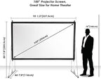 Instahibit 100" Outdoor Projector Screen and Stand Portable Movie Projection Fast Folding 16:9 4K HD Home Theater Camp Backyard Cinema with Carry Bag