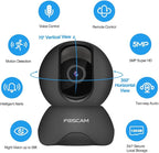 FOSCAM 3K 5MP WiFi Pet Cameras for Home Security, 2.4GHz Indoor Camera Baby Monitor with 360° Pan Tilt, 2-Way Audio, 20X Digital Zoom, Night Vision, AI Human Detection, Cloud & SD Card Storage