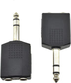 HAHIYO 6.35 M-2x6.35 F-TRS Stereo Plug Interconnect Audio One Male 6.35mm(1/4 inch) and Two Females 6.35mm(1/4Inch) Adapter Splitter Good Signal Sound Snap Tight Not Wobble for Guitar Black 2pcs
