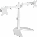 VIVO Dual LED LCD Monitor Mount, Free-Standing Desk Stand for 2 Screens up to 27 Inch, Fully Adjustable Arms with Max VESA 100x100mm, Extra Large Base, White, STAND-V002FW