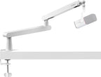 IXTECH White Microphone Boom Arm Stand Low Profile Boom Arm Adjustable Mic Stand with Built In Cable Management 360° Swivel Mic Arm.