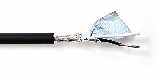 KWANGIL 2C 22AWG AMSB Shielded Cable Wire (UL2464) - Highly Flexible Str TC, PVC Ins, OS+TC BRD, PVC JKT for CNC Machine, Stepper Motor, VFD Spindle (Matte Black 25FT)