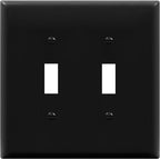 ENERLITES Double Light Wall, Toggle Switch Plate, 2-Gang Mid-Size 4.88" x 4.92", Unbreakable Polycarbonate Thermoplastic, UL Listed, 8812M-BK, Black