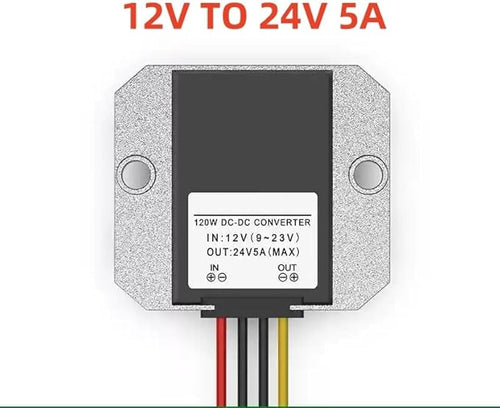 120W 5A DC-DC Boost Converter,12V to 24V Step-Up Voltage Regulator with Waterproof & Short Circuit Protection for Trucks, Golf Carts