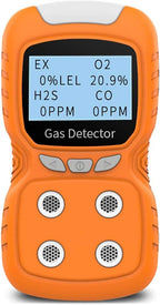 XLA Alert Portable Gas Detector, Gas Clip 4 Gas Monitor Meter Tester Analyzer, Rechargeable LCD Display Sound Light Shock Air Quality Tester, 2 Year Detector…
