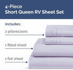 RV Short Queen Sheet Set 60 X 75 - 4 Piece RV Short Queen Bed Sheets - Soft, Breathable & Cooling - Designed for Bunks, Trailers & Campers - Fits 8” to 12" Mattress - Luxury Bedding - Light Lavender