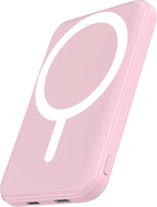 podoru for Magsafe Battery Pack, 5000mAh Magnetic Power Bank with Type-C Cable 20W PD Fast Charging Lighting Input Wireless Portable Charger for iPhone 17/16/15/14/13/12/ All Series-Pink