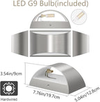Aipsun Nickel Modern LED Wall Sconce Hardwired Indoor Wall Lights Set of 2 Up and Down Wall Mount Light for Living Room Bedroom Hallway Corridor Conservatory Warm White 3000K(with G9 Bulbs)