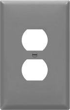 ENERLITES Duplex Receptacle Outlet Wall Plate, Jumbo Electrical Outlet Cover, Gloss Finish, Oversized 1-Gang 5.51" x 3.50", Polycarbonate Thermoplastic, 8821O-GY, Gray