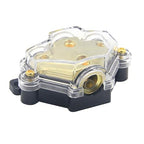 RKURCK 3 Way Power Distribution Block, 0/2/4 AWG Gauge in, 4/8 Gauge Out, Car Audio Stereo Amp Distribution Connecting Block for Audio Splitter (1 in 3 Out)