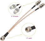 RedYutou F-Type RG6 3 Way Splitter Combiner Adapter F Male to F Dual Female RG316 Coaxial Cable 15cm/6 inch