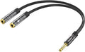 KINGTOP 3.5mm Headphone Mic Splitter Adapter - [1 Male to 2 Female] Headset Splitter Compatible with PC Gaming Headsets - TRRS Audio & Microphone Y Cable for Laptop, PS4, Xbox One, Android