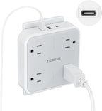 Multi Plug Outlet Extender, TESSAN Surge Protector Splitter with 3 USB (1 USB C Port) Wall Charger, Multiple Expander for Travel, Home, College Dorm Room