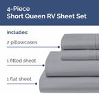 RV Short Queen Sheet Set 60 X 75 - 4 Piece RV Short Queen Bed Sheets - Soft, Breathable & Cooling - Designed for Bunks, Trailers & Campers - Fits 8” to 12" Mattress - Hotel Luxury Bedding - Steel Blue