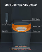EPLO Smart Toilet Bidet with Auto Open Close,Foam Shield,1000G MaP Flush Score,ADA Comfort Chair Height,Blackout Flush,Heated Seat,Air Dryer,One Piece Modern Elongated Toilet with Tank Pump E18PRO