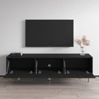 Meble Furniture Dorset 01 TV Stand - Modern Rectangular TV Stand with Storage Cabinets - Media Entertainment Center Console Table for TV Up to 80" - Black