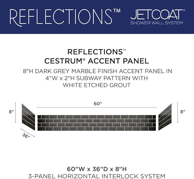 Miseno MSW-603696RFL Readyset 60" X 36" X 96" Fifteen Panel Alcove Shower Wall Kit - Stone Sierra