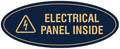 Signs ByLITA Oval Electrical Panel Inside Sign (Navy Blue/Gold) - Small 2 Pack