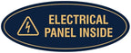 Signs ByLITA Oval Electrical Panel Inside Sign (Navy Blue/Gold) - Small 2 Pack