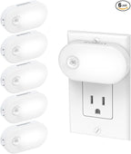 Lyridz Plug in Night Light with Motion Sensor, Smart Cool White LED Nightlights with 1-120LM Stepless Adjustable Brightness for Bathroom, Bedroom, Kitchen, Stairs, Hallway, 6 Pack