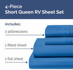 RV Short Queen Sheet Set 60 X 75 - 4 Piece RV Short Queen Bed Sheets - Soft, Breathable & Cooling - Designed for Bunks, Trailers & Campers - Fits 8” to 12" Mattress - Hotel Luxury Bedding - Royal Blue