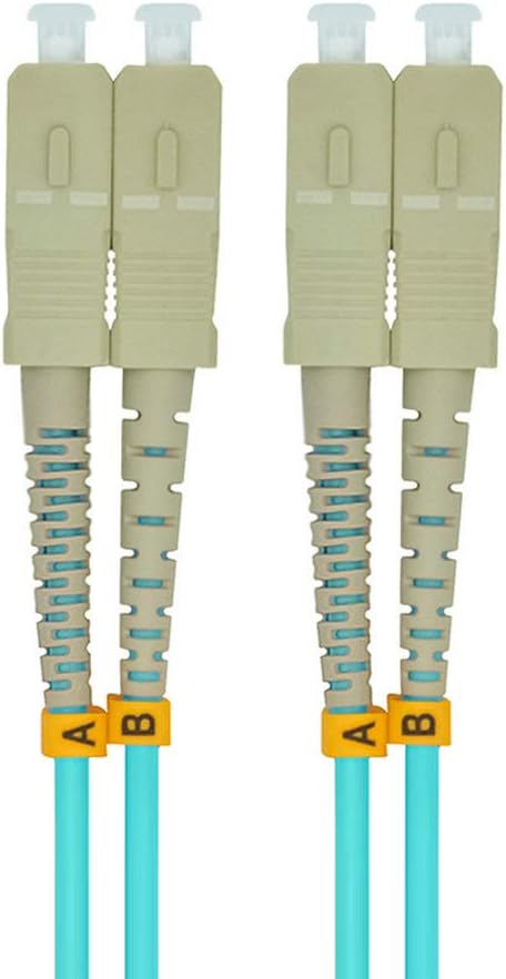 Jeirdus 50Meters 160ft SC to SC Duplex 50/125 10G OM3 Multi-Mode Fiber Optic Cable Jumper Optical Patch Cord SC-SC