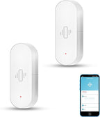 Smart Vibration Sensor: Wireless Glass Break Detector, WiFi Door Sensor with App Alerts, Adjustable Sensitivity, Glass Break Security Sensor for Alarm System and Smart Home Automation (2-Pack)