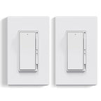 ELEGRP Dimmer Light Switch for 300W Dimmable LED/CFL Lights and 600W INC/HAL Bulbs, Single Pole/3-Way LED Slide Dimmer Light Switch, Wall Plate Included, UL Listed, 2 Pack, Matte White