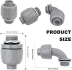 Wocloer 1/2 inch Liquid Tight Connector PVC Flexible Conduit Connector UL Listed Liquid Tight Conduit Fittings 10 Pack (5 pcs 180D/5 pcs 90D)