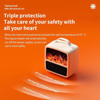 2nd Generation Mini Electric Space Heater with 3D Flames, Portable & Quiet Fireplace Heater for Bedroom, Office & Small Rooms 1500W/ PTC Ceramic Heating, New Switch Settings on top, Classic White.