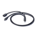 Yinziha Type C Male to Type C Male and Female Charging Cable Sound Card Connection Wire for Live Streaming and Mobile Devices