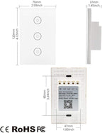 MOES WiFi Smart Wall Touch Light Switch Glass Panel Wireless Remote Control by Mobile APP Anywhere Compatible with Alexa,Timing Function No Hub Required (Wall Switch 3 Gang)