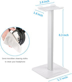 New bee Headphone Stand Headset Holder Earphone Stand with Aluminum Supporting Bar Flexible Headrest ABS Solid Base for All Headphones Size (White)