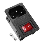 Ganasome 2 Sets IEC320 C14 Inlet Module Power Socket - AC 250V 10A, 4 Terminals, DPST Rocker Switch with Fuse Holder & Red Light, Panel Mount for Lab, Fitness & Industrial Equipment