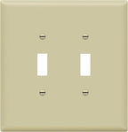 ENERLITES Double Toggle Switch Cover, Two Gang Light Switch Wall Plate, Gloss Finish, Oversized 2-Gang 5.5" x 5.5", Unbreakable Polycarbonate Thermoplastic, UL Listed, 8812O-I, Ivory