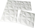 Art3d 12 Pack 3D Diamond Design Wall panels 19.7"x19.7" PVC Panel for Interior Wall Decor Living Room, Office, TV Background, Snow White