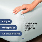 Split Head King Sheet Set – 4 Piece Flex Split Top King Sheets for Adjustable Beds - Fits 14” to 16" Mattress w/ Deep Pockets - Soft, Breathable & Cooling - Luxury Bedding and Wrinkle Free - Ice Blue